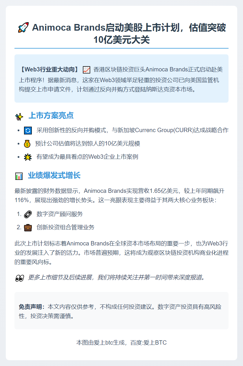 Animoca Brands申请美国上市 估值10亿