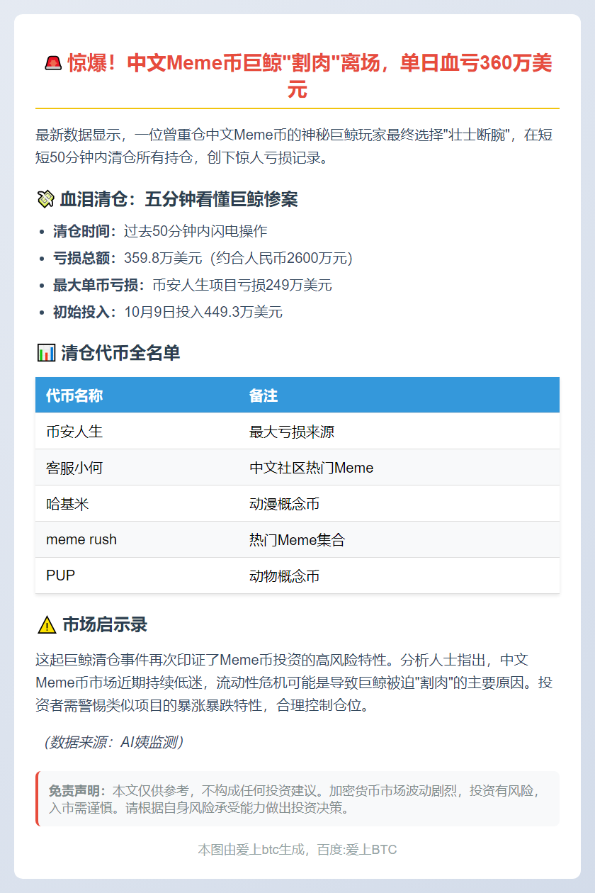 Meme币鲸鱼巨亏360万美元