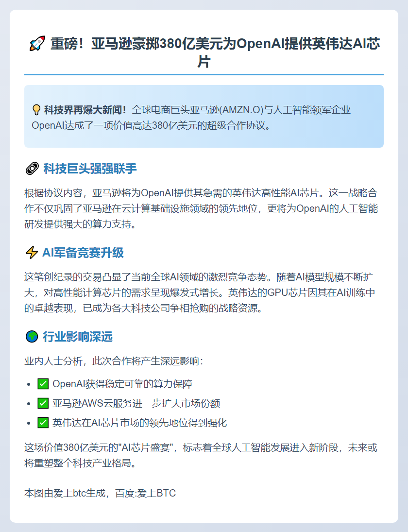 亚马逊签380亿美元芯片协议