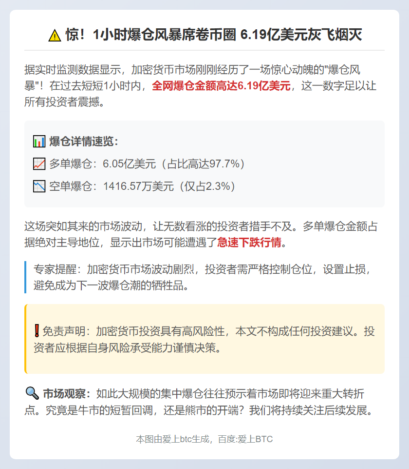 1小时爆仓6.19亿