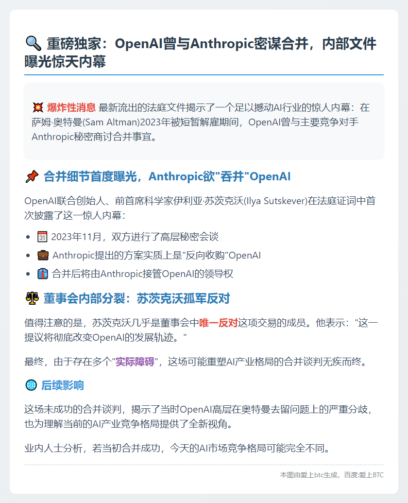 OpenAI与Anthropic曾商谈合并