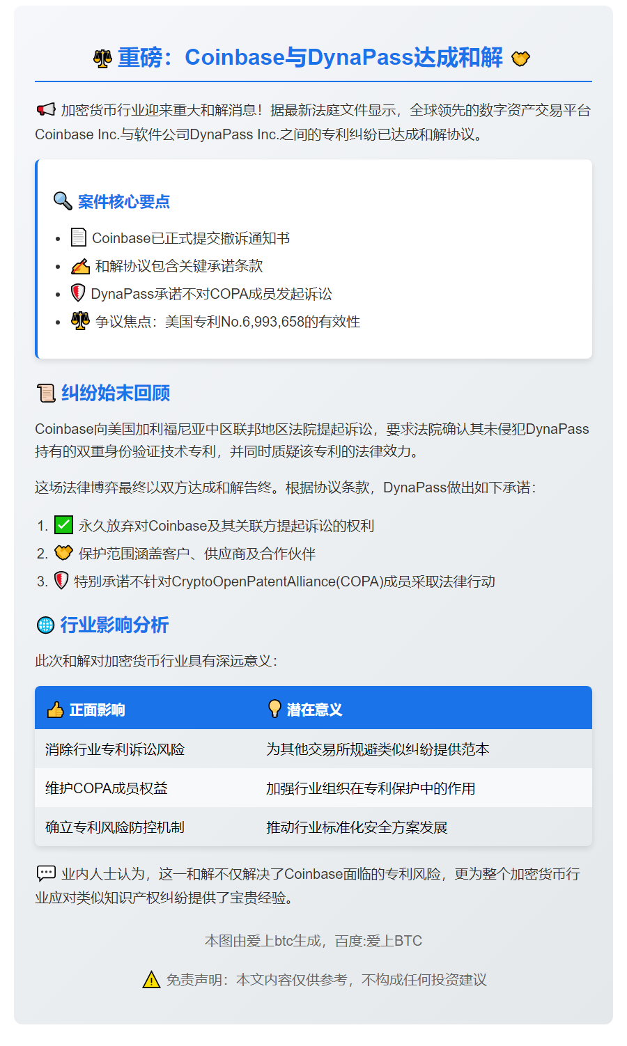 Coinbase与DynaPass和解 终止专利诉讼