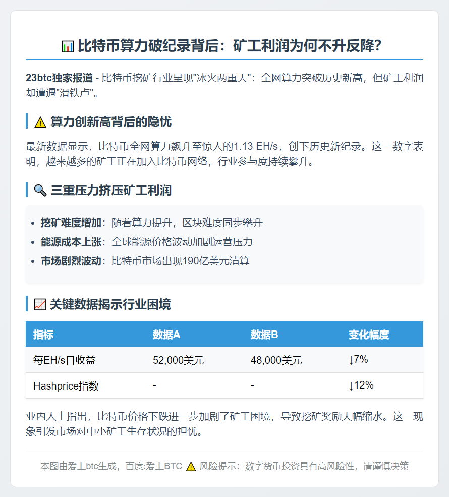 比特币算力新高但利润未涨