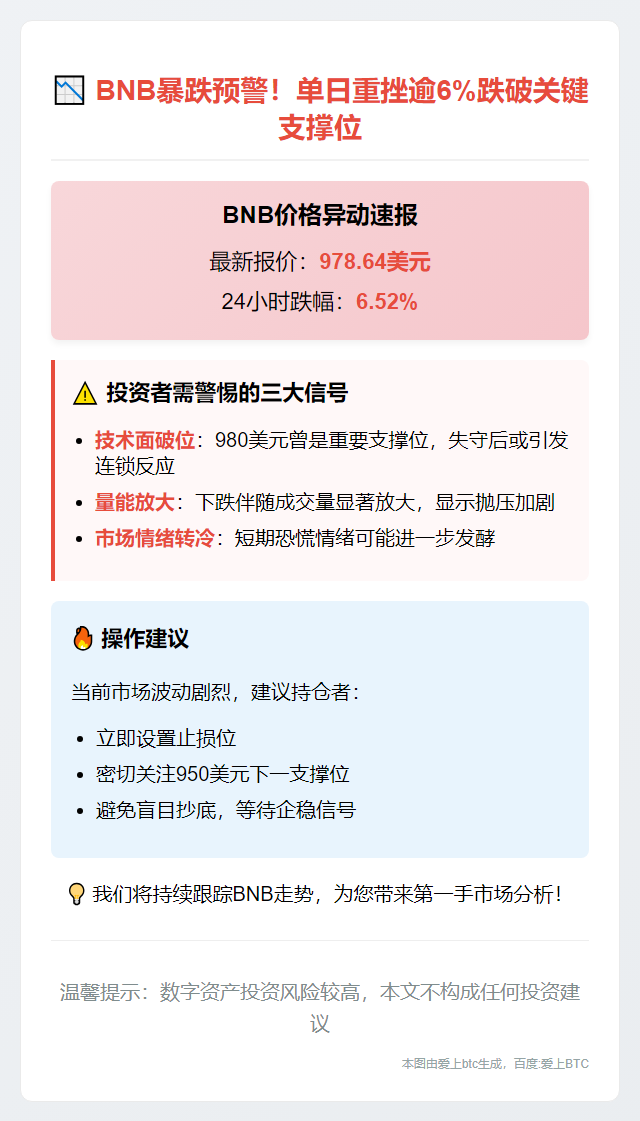 BNB跌破980美元
