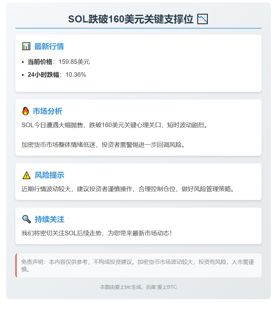 SOL跌破160美元