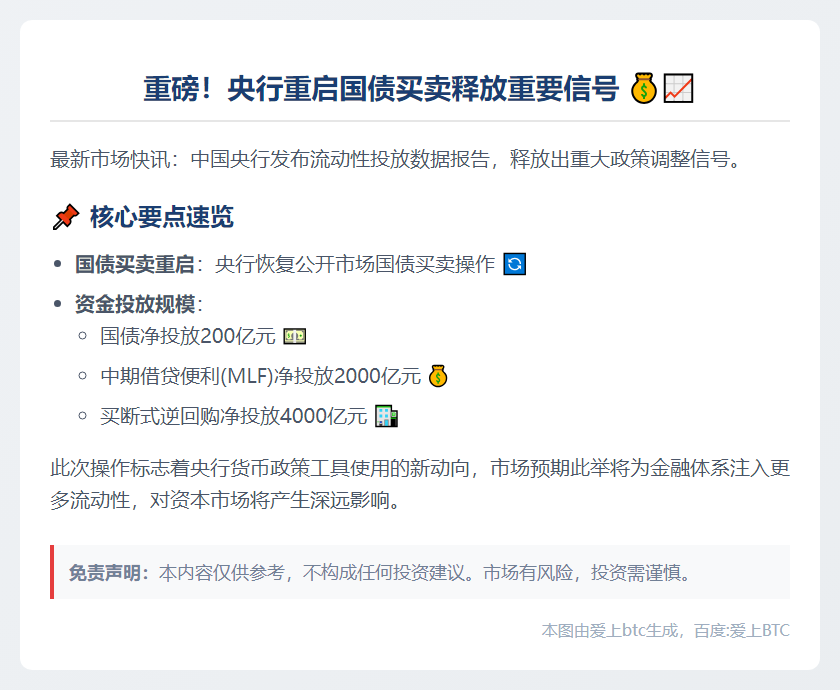 央行10月重启国债买卖