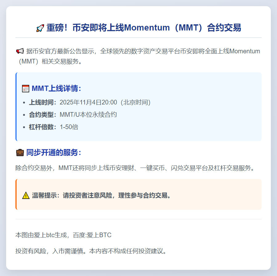 币安上线MMT合约