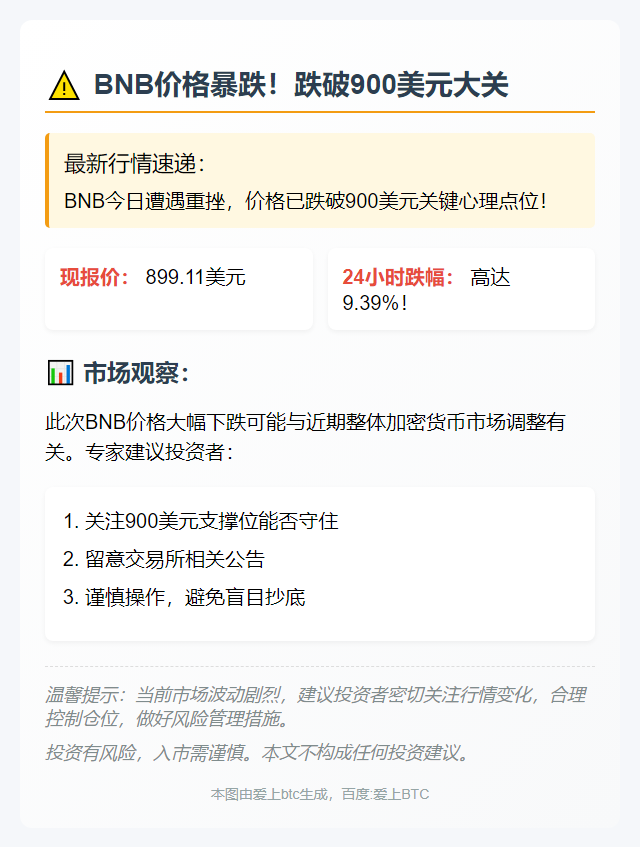 BNB跌破900美元