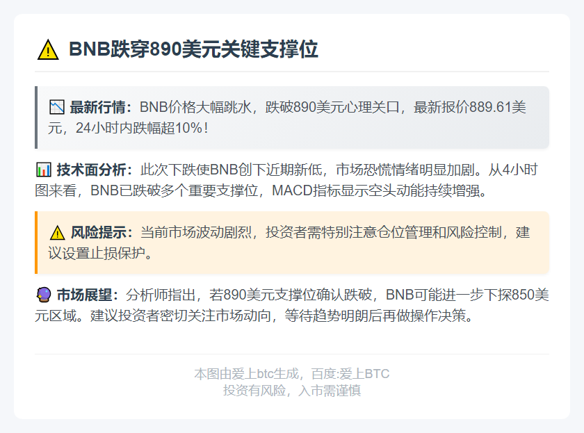 BNB跌穿890美元