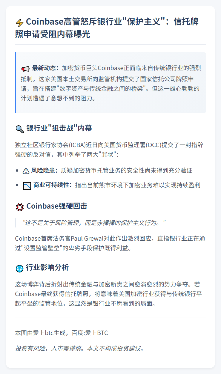 Coinbase高管抨击银行阻挠信托牌照