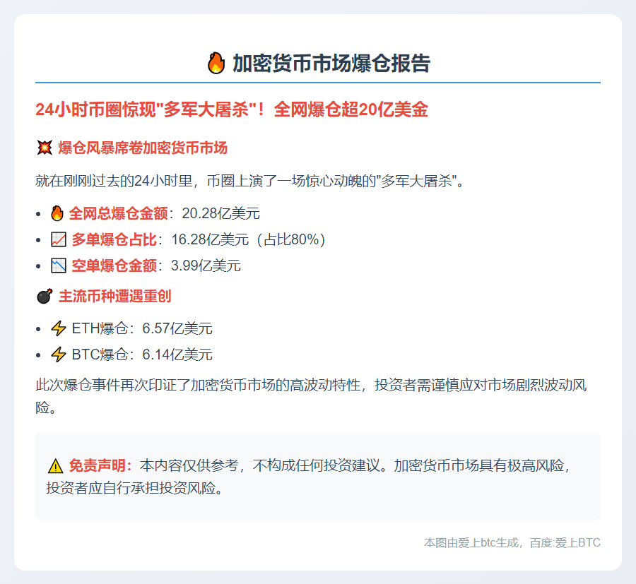 24小时全网爆仓20.28亿 多单为主