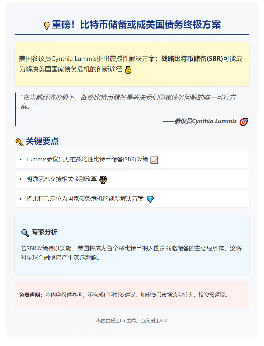 Lummis：比特币储备可解美国债务危机