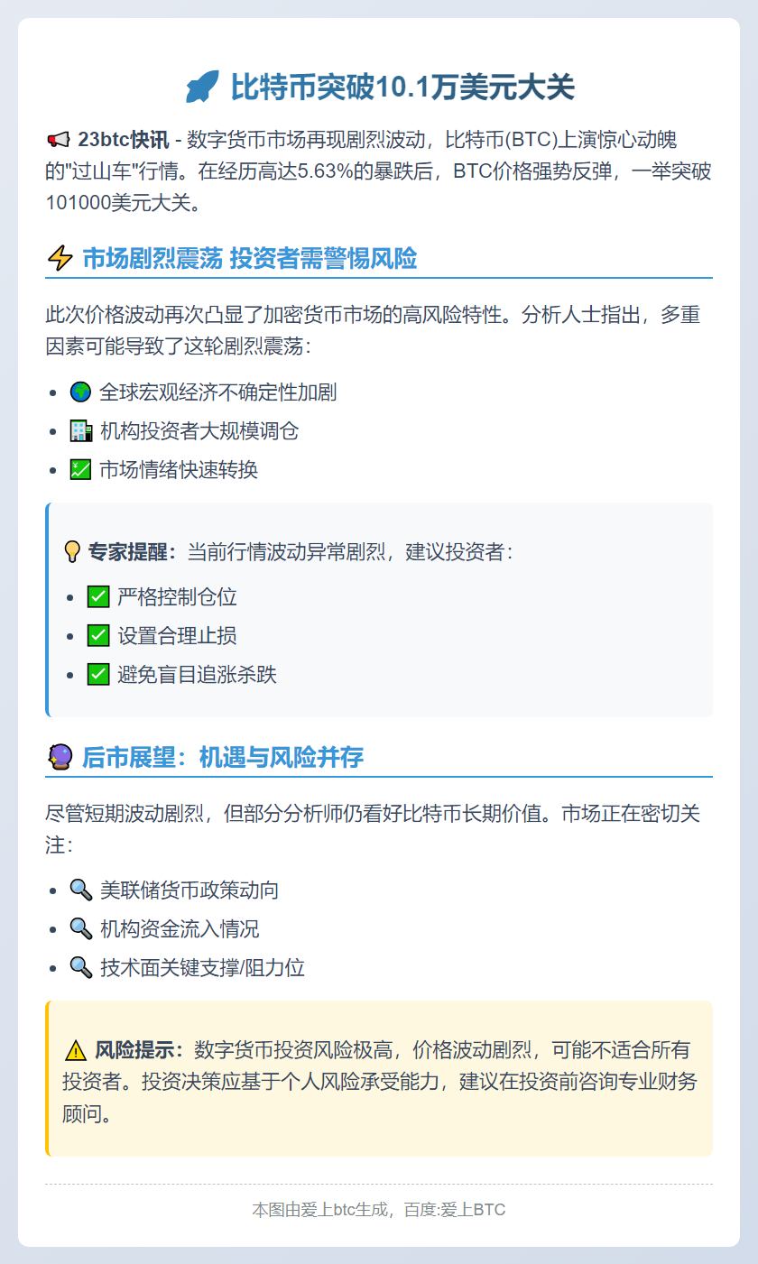 比特币破10.1万美元