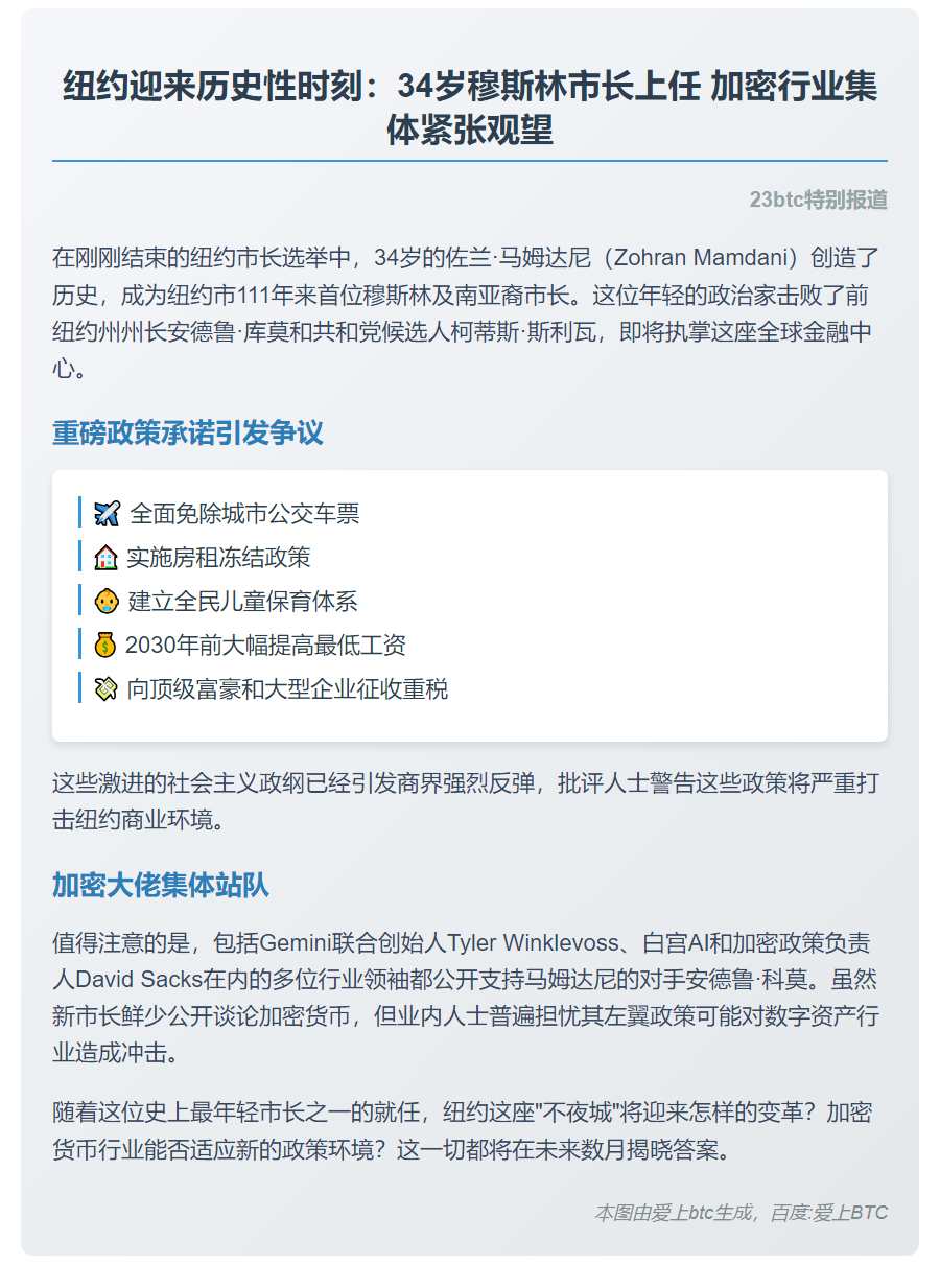 纽约新市长马姆达尼加密政策引关注