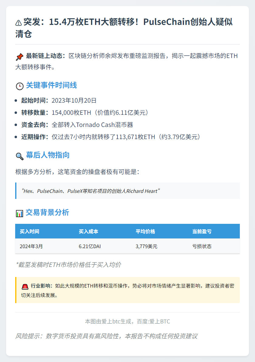15.4万枚ETH疑全入Tornado Cash