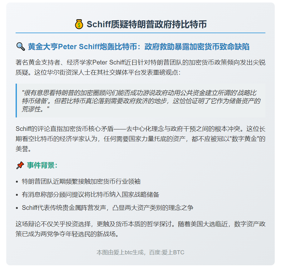 Schiff质疑特朗普政府持比特币