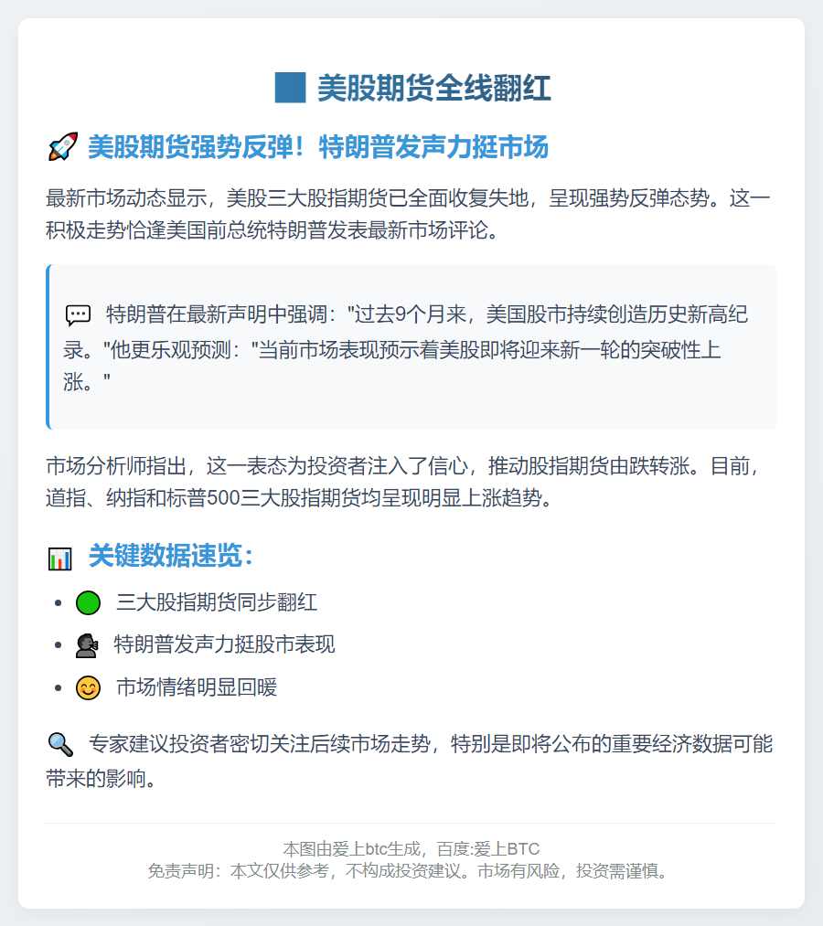 美股期货全线翻红