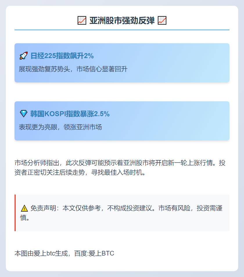 日韩股市大涨，日经涨2%