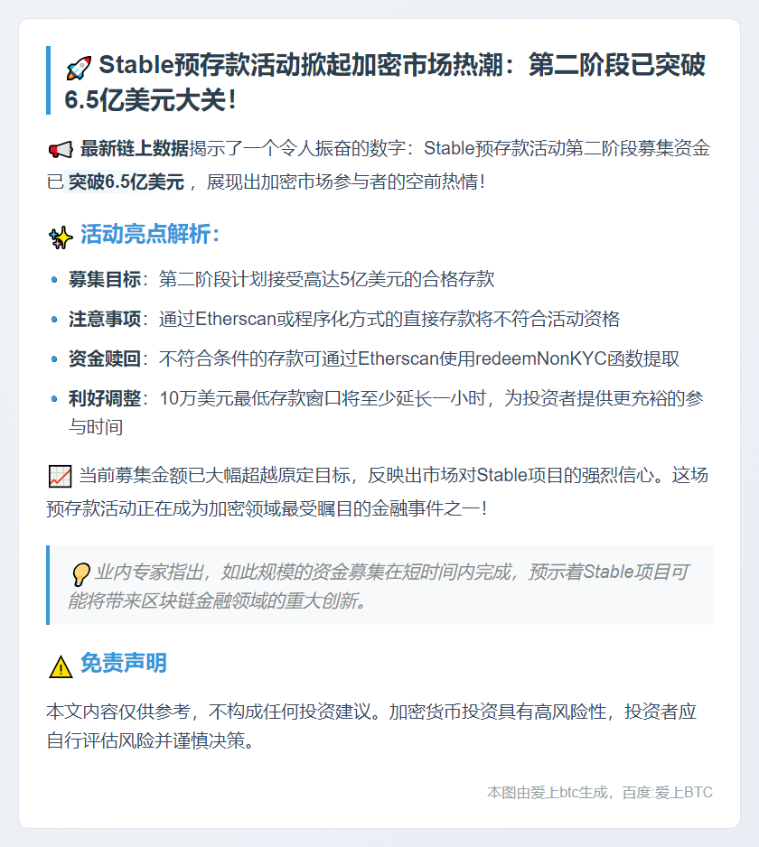 Stable预存款活动二阶段募资超6.5亿
