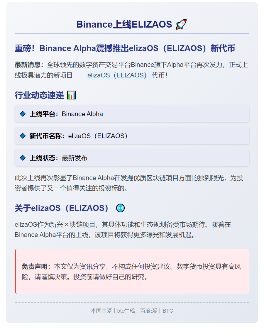Binance上线ELIZAOS