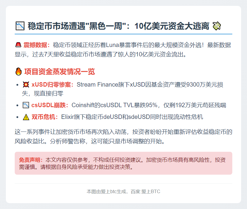 稳定币单周流出10亿美元，创Luna后新高