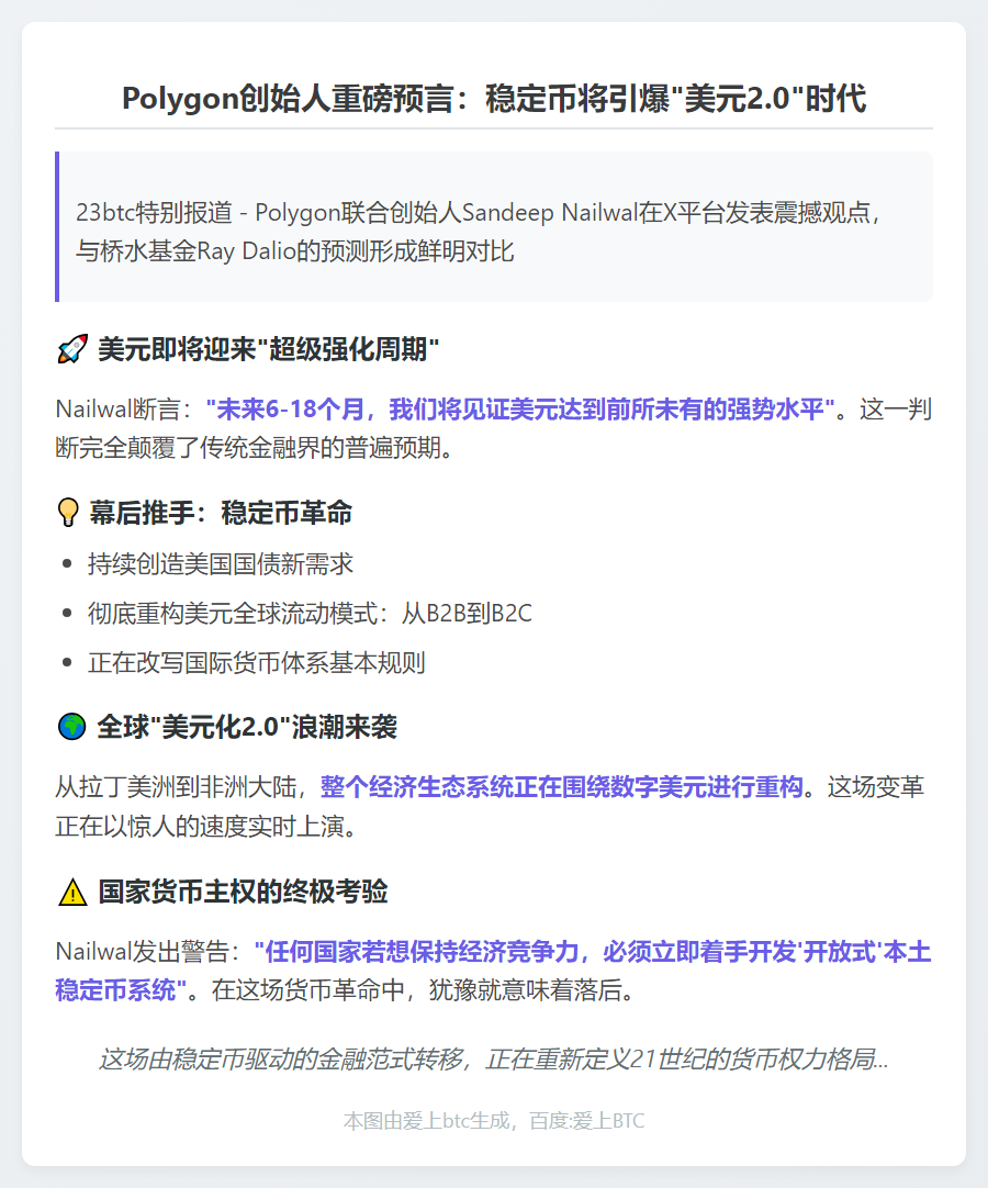 Polygon联创：稳定币短期或助美元走强