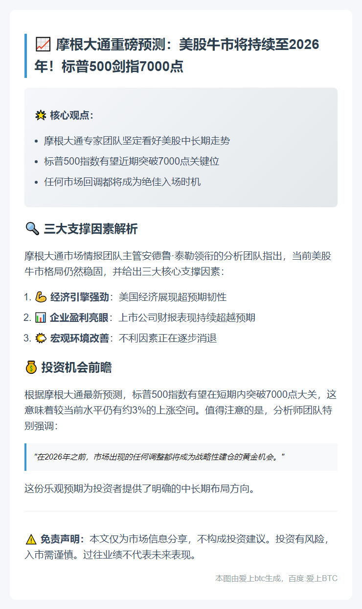 小摩：标普500将破7000点