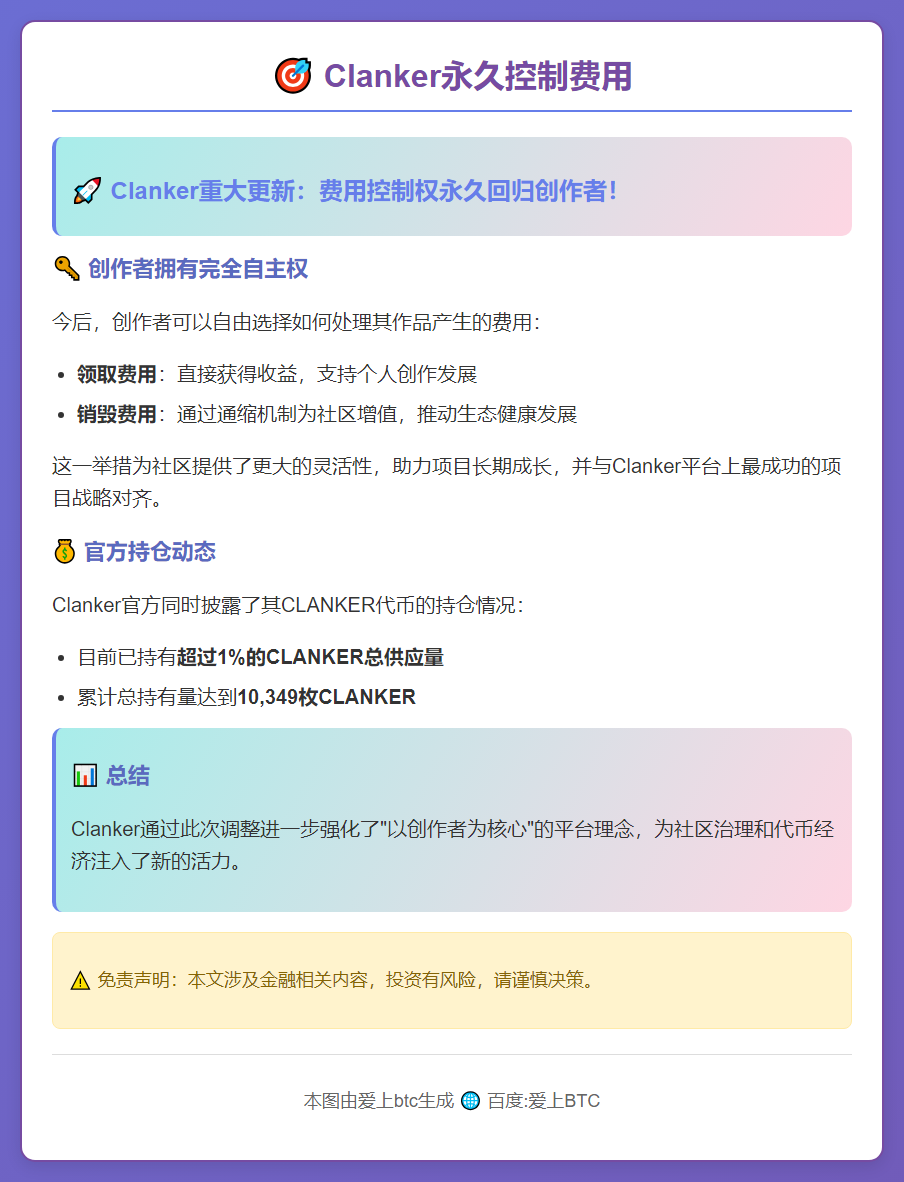 Clanker永久控制费用，11月13日
