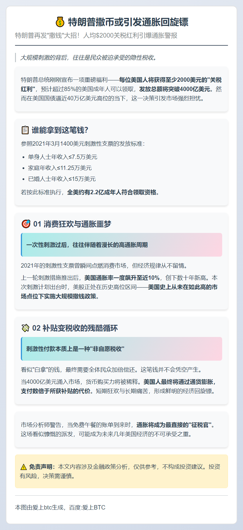 特朗普撒币或引发通胀回旋镖