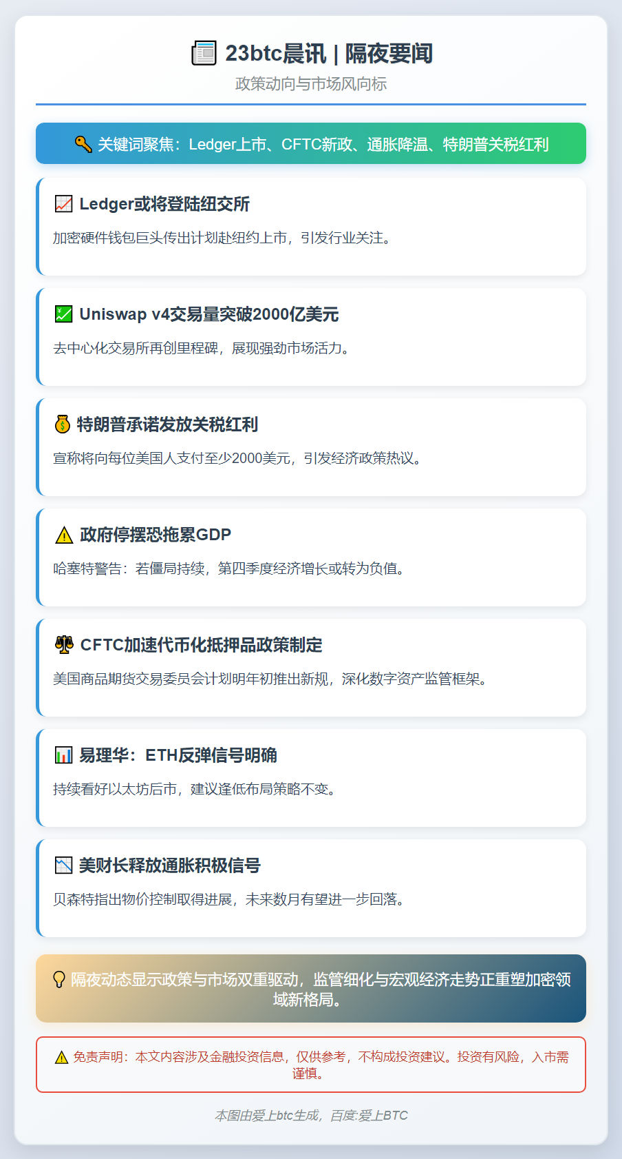 23btc晨讯 | 11月10日隔夜要闻