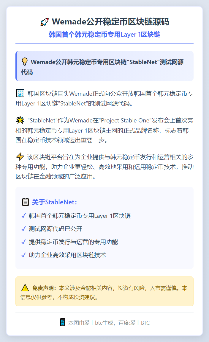 Wemade公开稳定币区块链源码