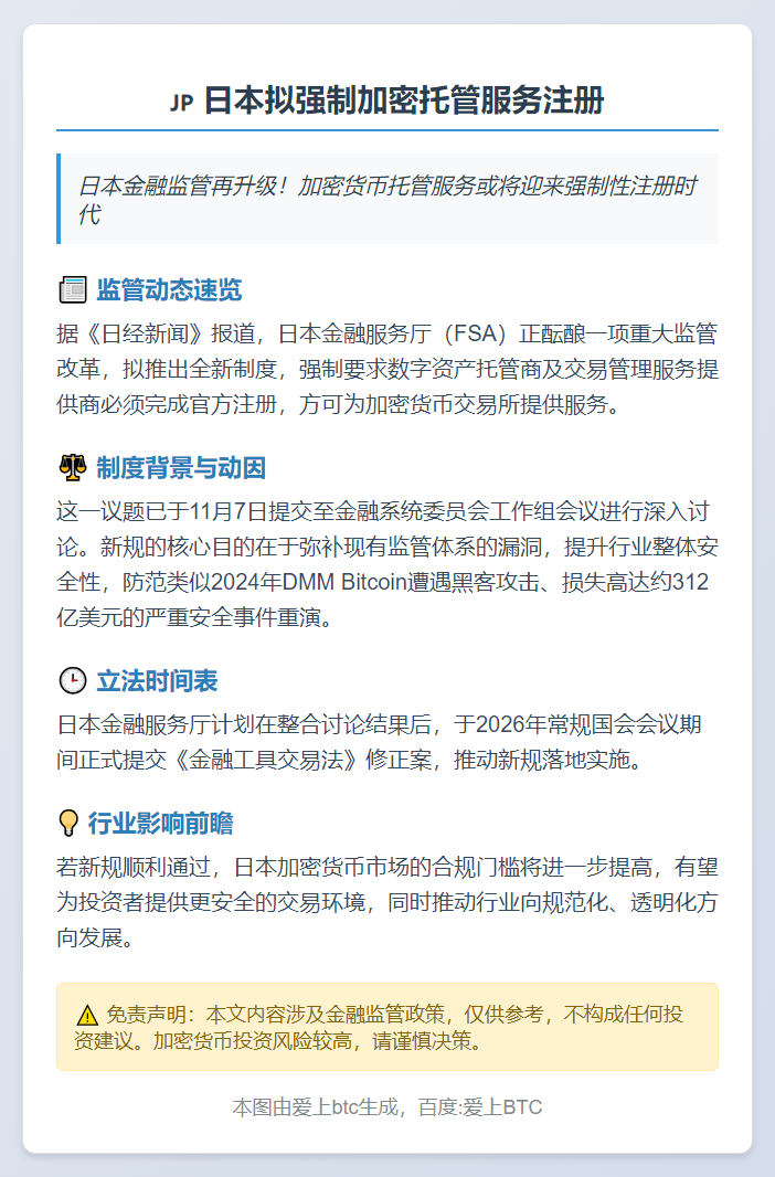 日本拟强制加密托管服务注册