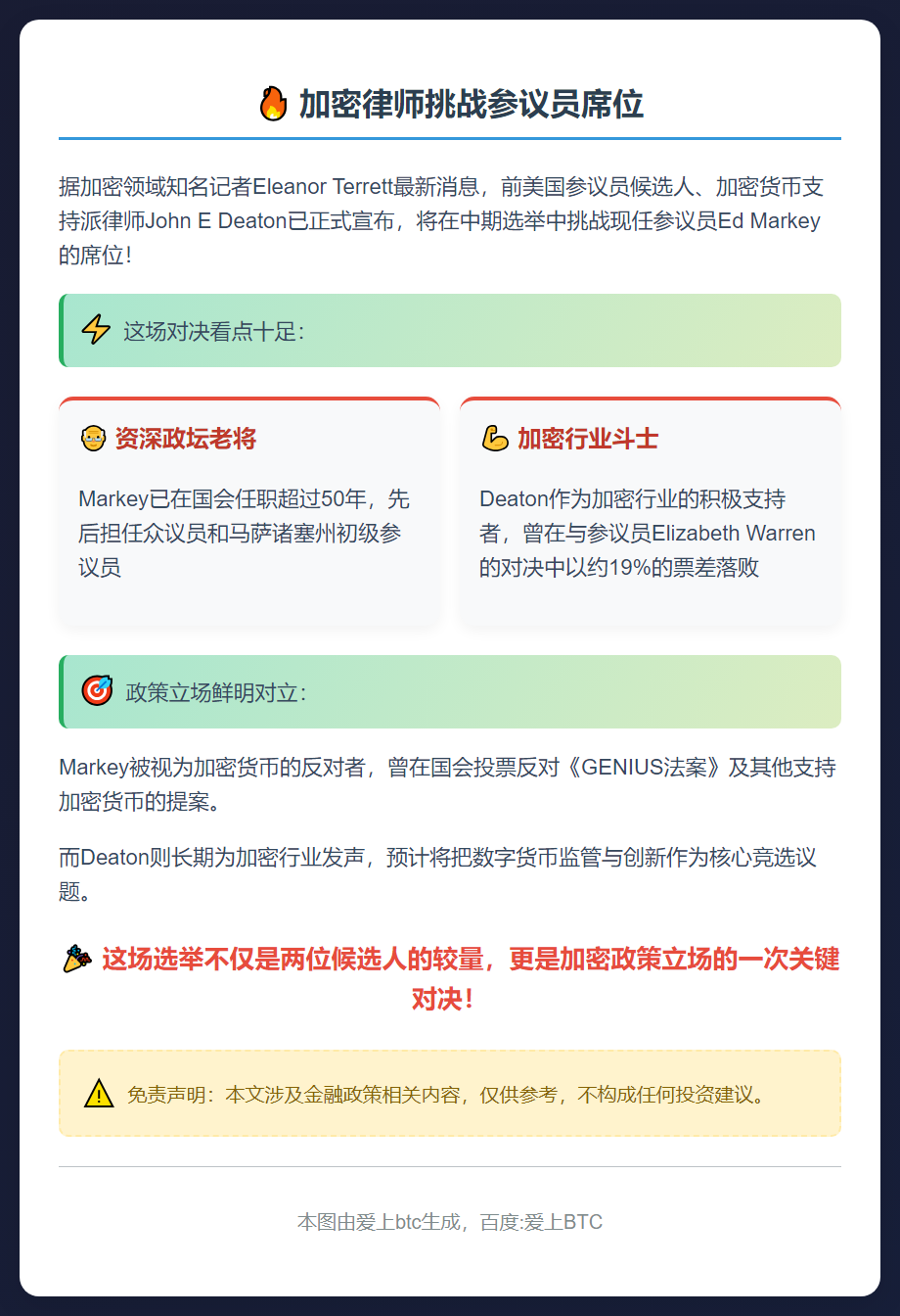加密律师挑战参议员席位