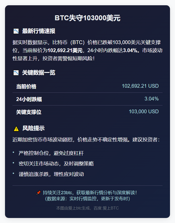 BTC失守103000美元