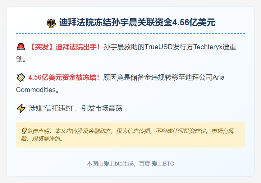迪拜法院冻结孙宇晨关联资金4.56亿美元