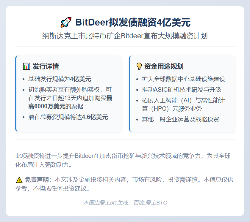 BitDeer拟发债融资4亿美元