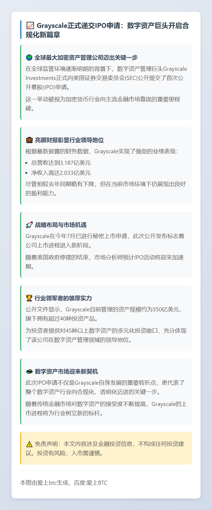 Grayscale申请IPO 押注数字资产合规