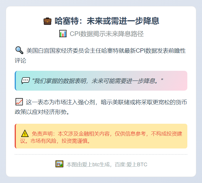 哈塞特：未来或需进一步降息