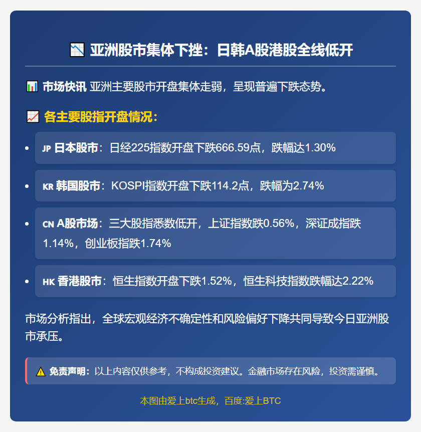 亚股今开全线跌