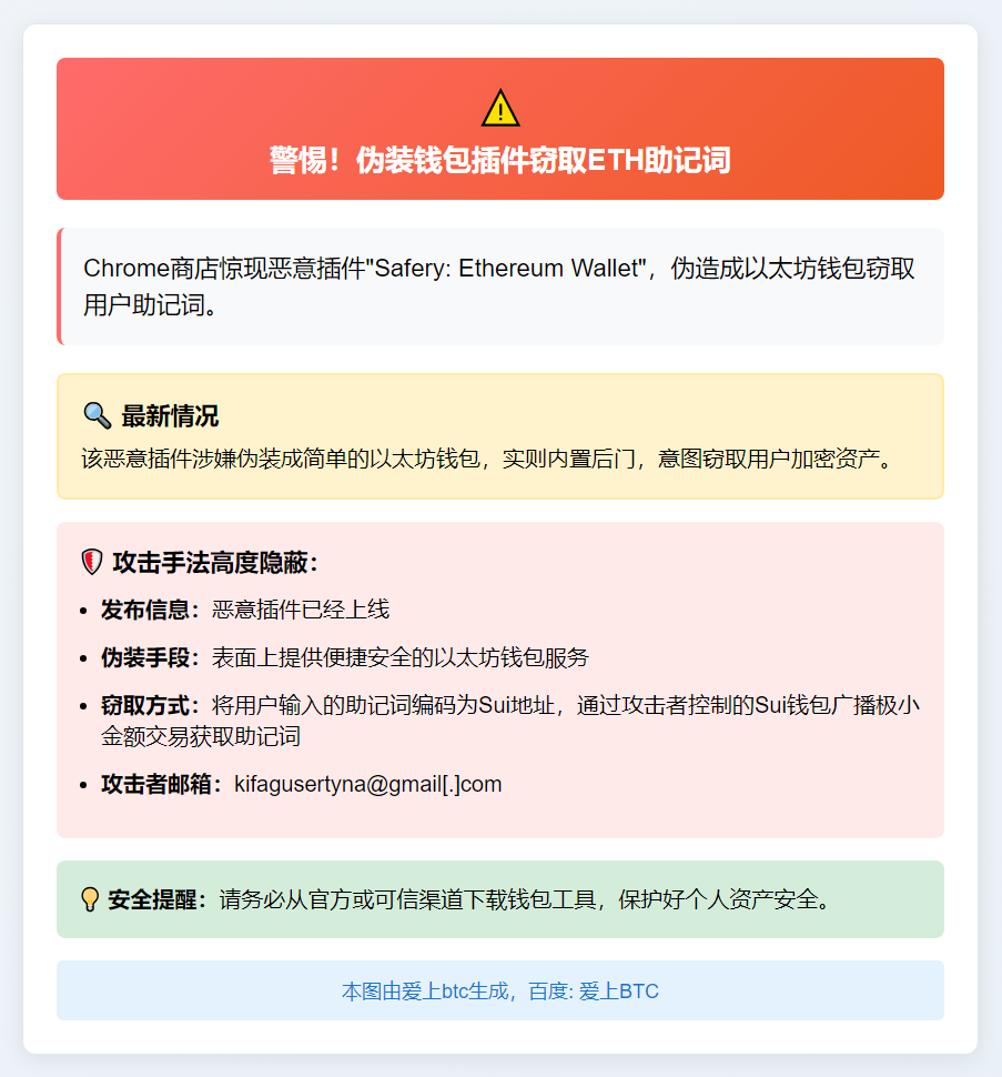 伪装钱包插件窃取ETH助记词