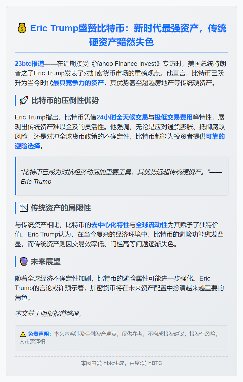 Eric：比特币是最强避险资产