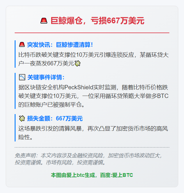 巨鲸爆仓，亏损667万美元