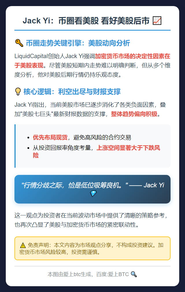 Jack Yi：币圈看美股 看好美股后市