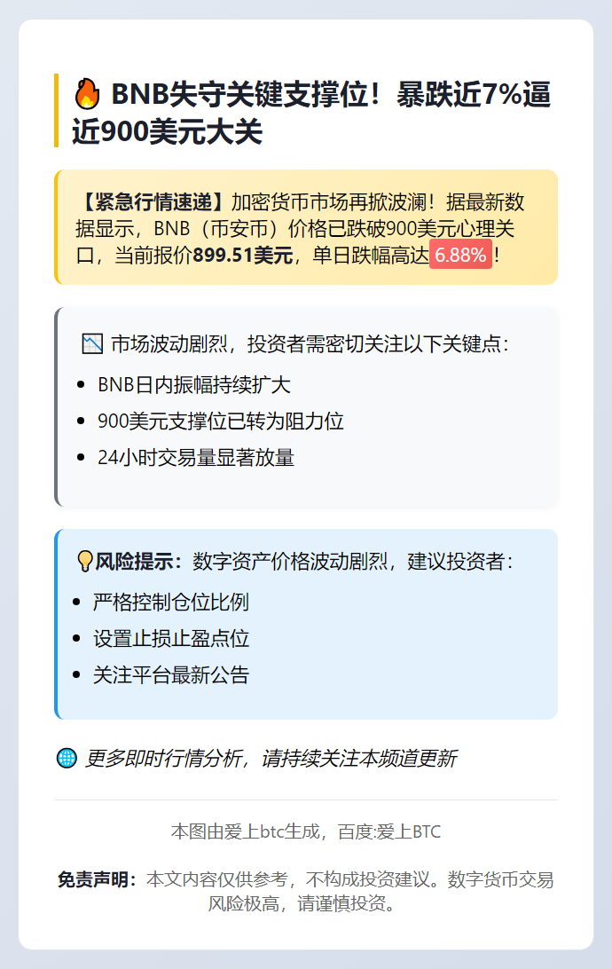 BNB跌破900美元
