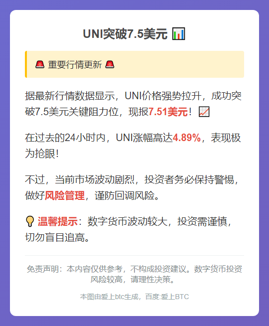 UNI突破7.5美元