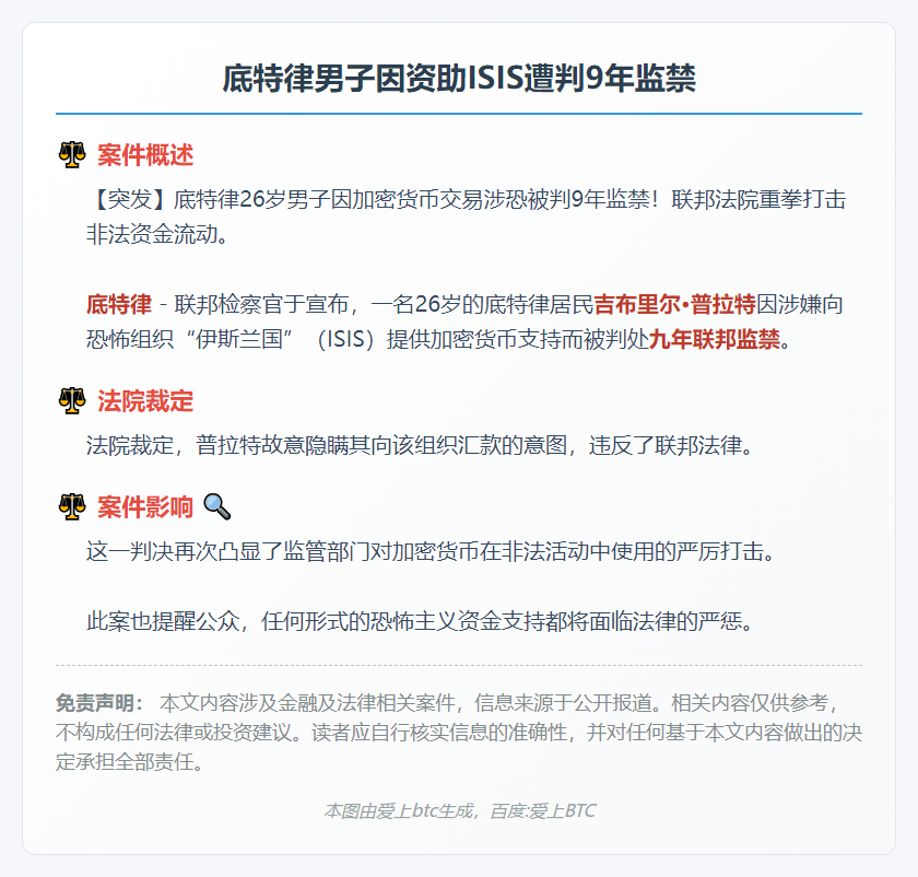 底特律男子因资助ISIS遭判9年监禁