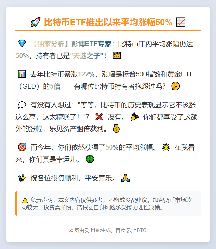 比特币ETF推出以来平均涨幅50%
