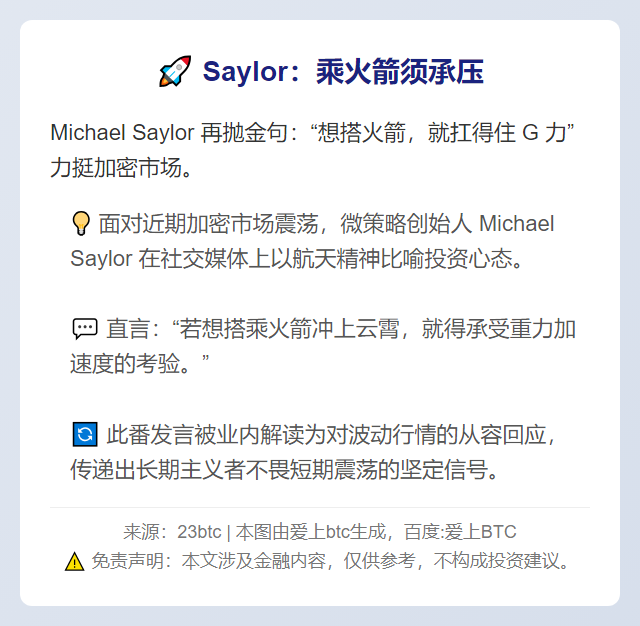 Saylor：乘火箭须承压