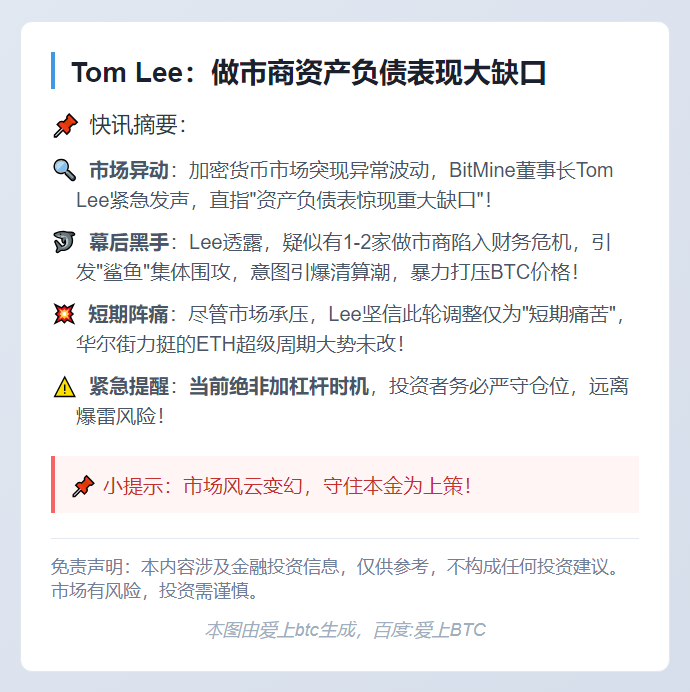 Tom Lee：做市商资产负债表现大缺口