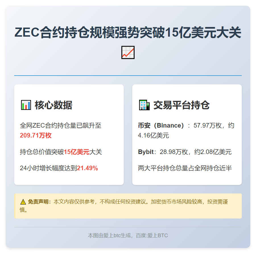ZEC合约持仓超15亿美元，日涨21%